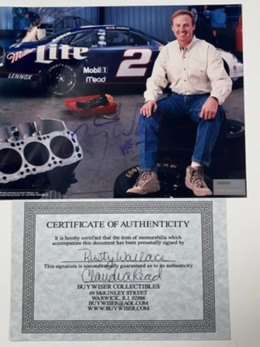 Rusty Wallace Signed Autograph Miller Lite #2 Shop 8x10 COA RARE!